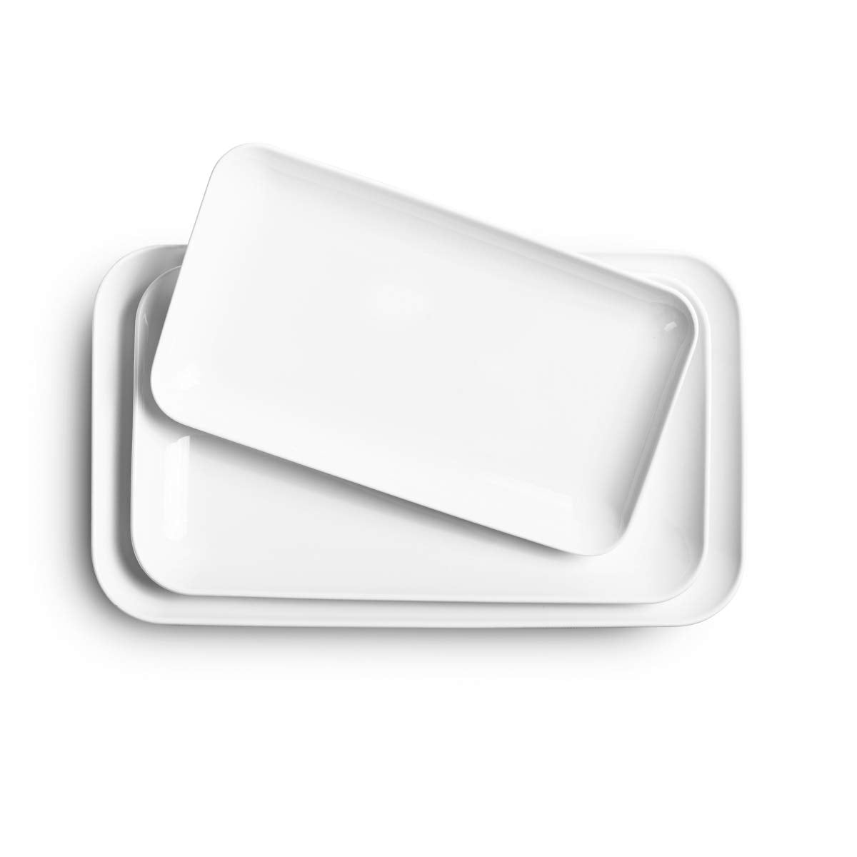 Conjunto de bandejas grandes de DELLING para servir, blanco y rectangular, ideal para fiestas.