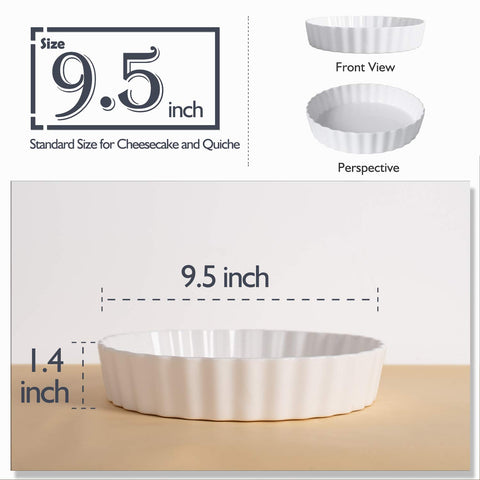 DELLING molde cerámico para quiche con borde ondulado 9-5 pulgadas retiene calor.