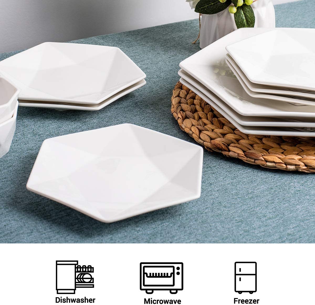 Platos DELLING con borde reforzado en blanco para mayor durabilidad en cenas.