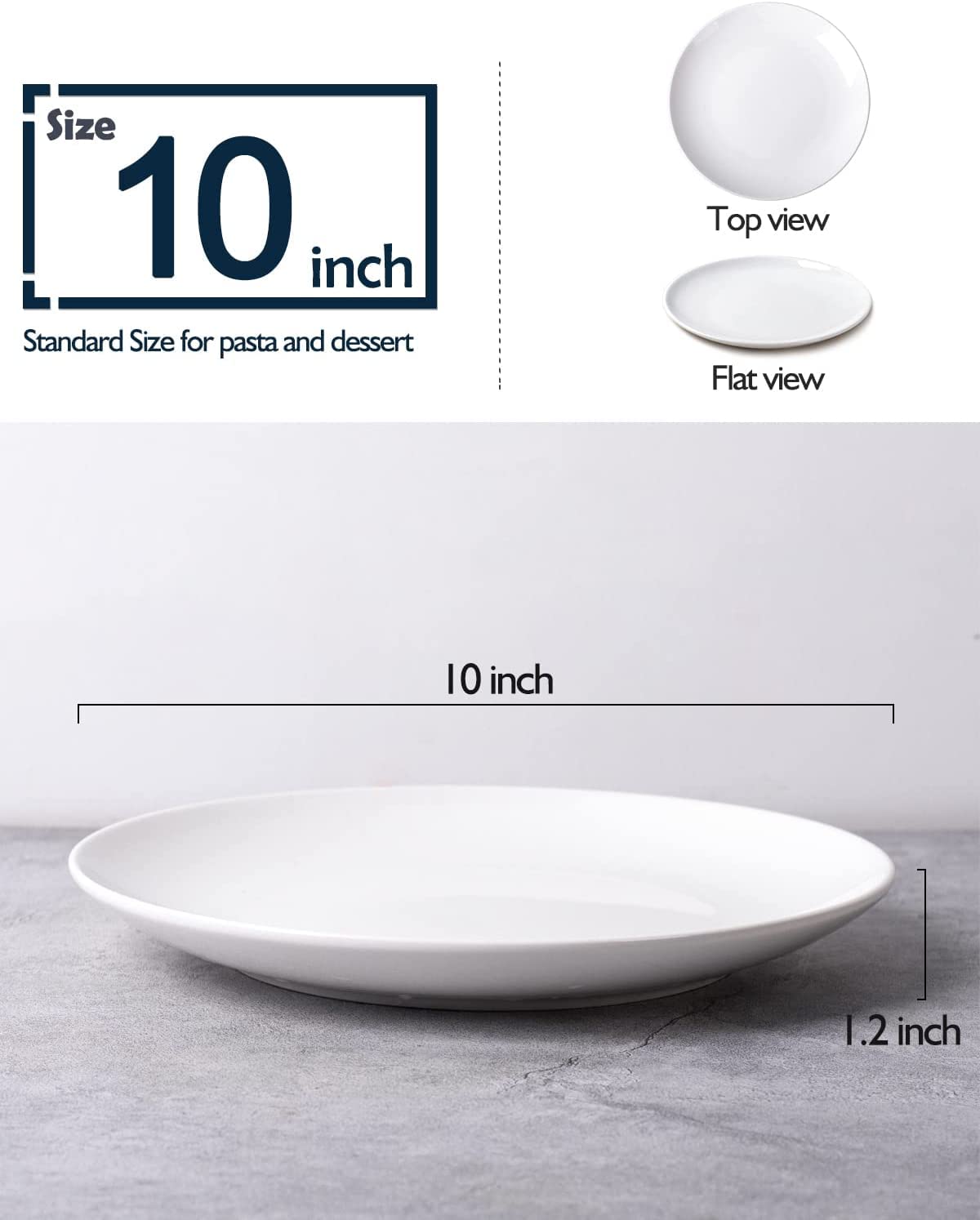 DELLING plato blanco de porcelana 10 pulgadas, ideal para ensaladas y entrantes