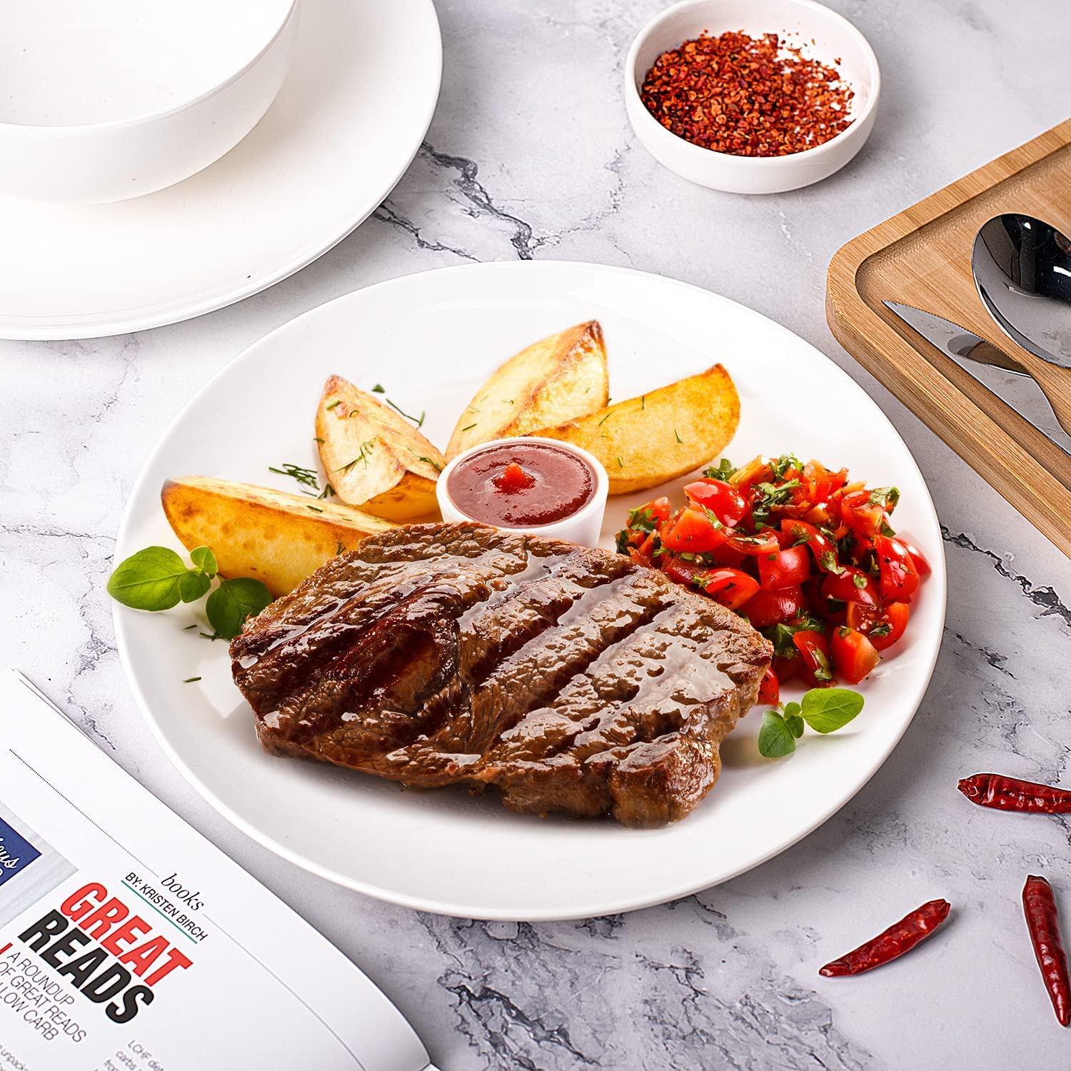 DELLING plato blanco de porcelana apto para microondas y lavavajillas