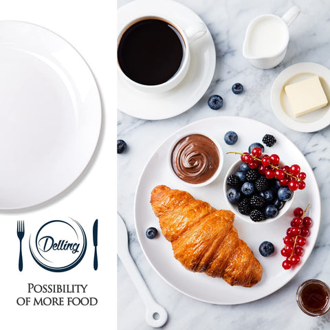 DELLING plato blanco de porcelana, diseño clásico para uso diario