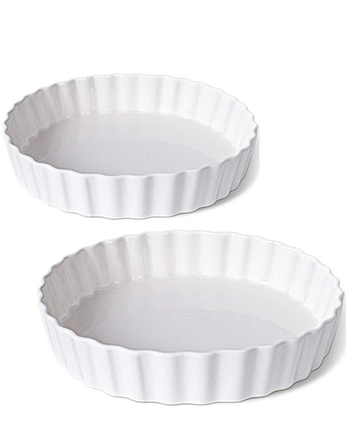 DELLING set de 2 moldes cerámicos para tarta 9-5 pulgadas, ideal para hornear porciones uniformes.