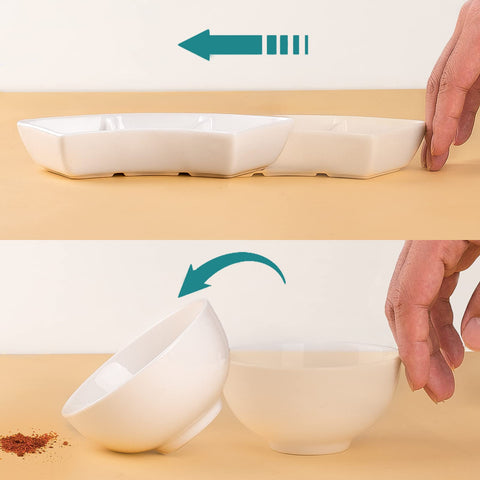DELLING tazones-salsa-ceramicos-apilables, ahorro de espacio, aptos para lavavajillas.
