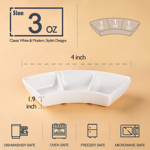 DELLING tazones-salsa-ceramicos-tres-compartimentos, permiten separar salsas sin mezclar.