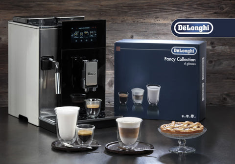 Conjunto De'Longhi de vasos ideal como regalo para amantes del café.