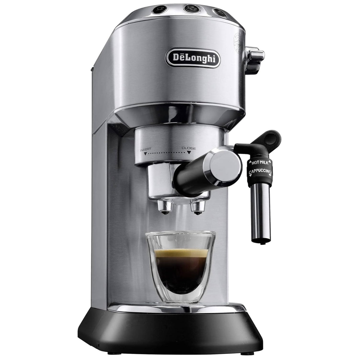 De'Longhi Dedica Deluxe, vista frontal, diseño ultradelgado ideal para cocinas pequeñas.