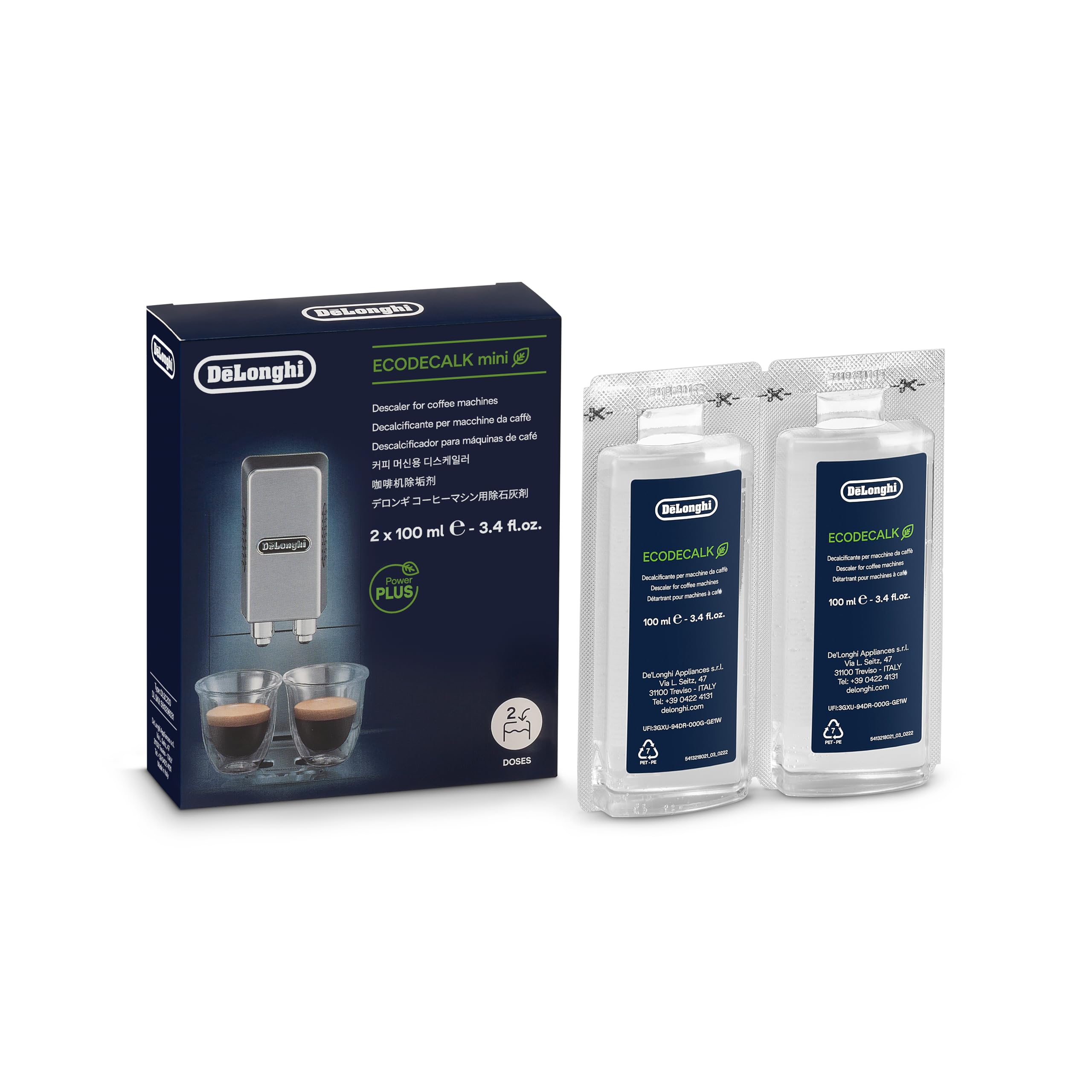 De'Longhi Ecodecalk: dos botellas de 100 ml para desincrustar cafetera fácilmente.