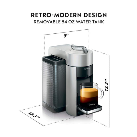 Vertuo De'Longhi con tanque de agua grande para varias tazas.