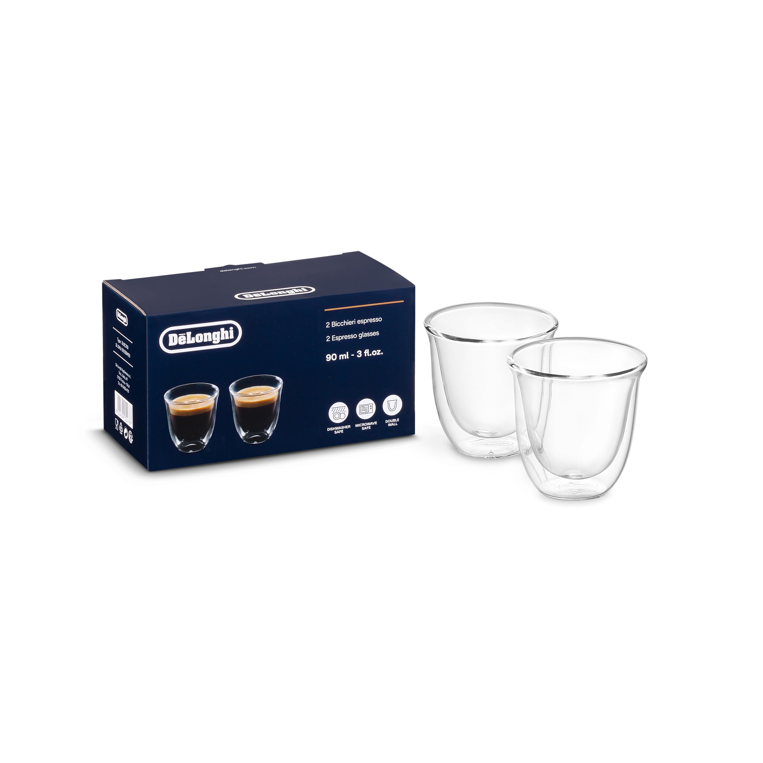 De'Longhi vaso espresso doble pared mantiene caliente y evita condensación.