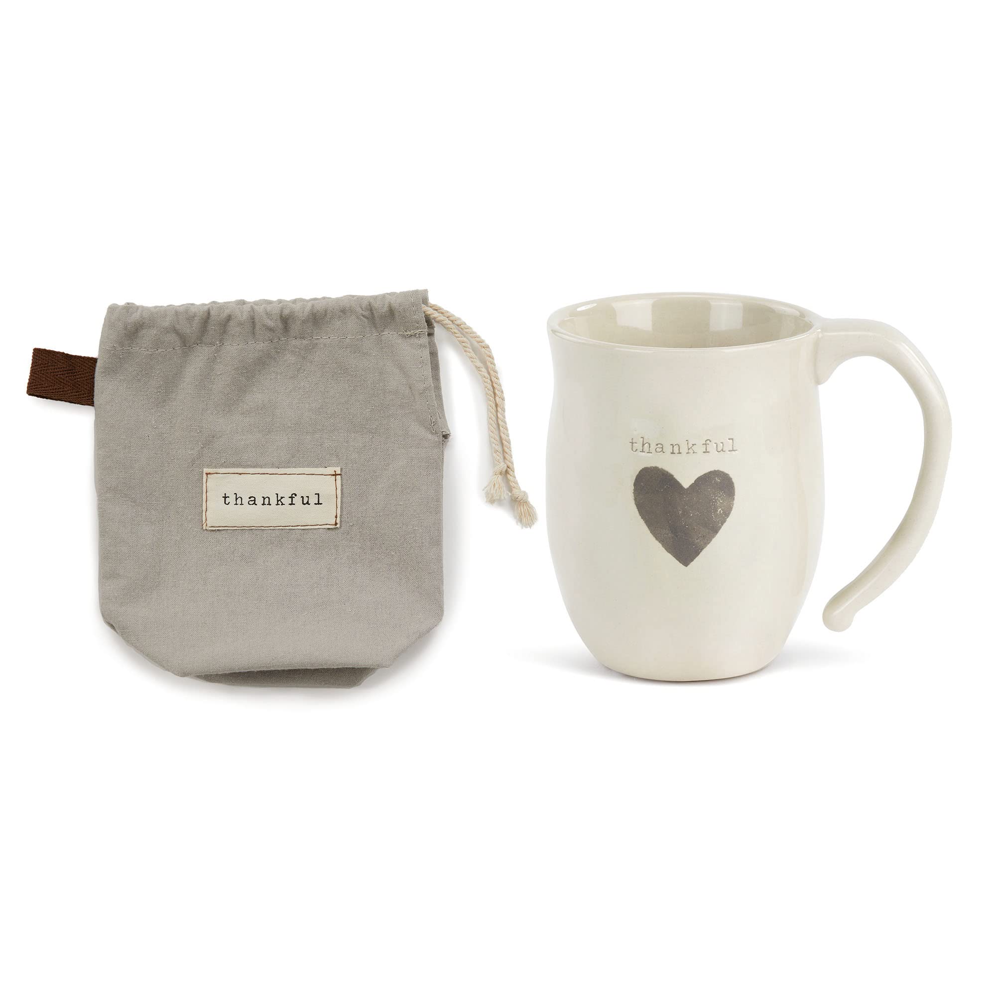 DEMDACO Corazón Agradecido, vista lateral del asa, perfecto para café o té.