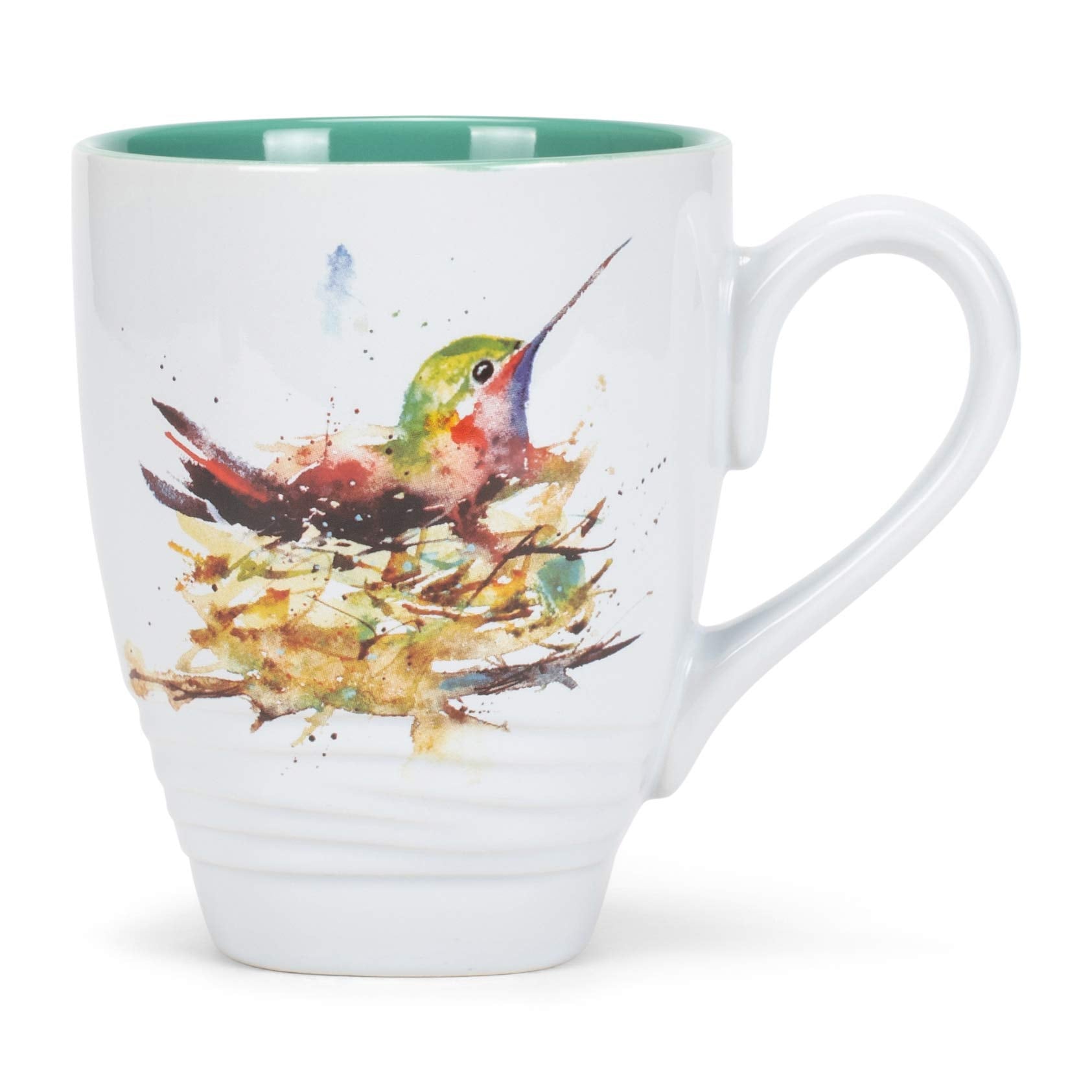 DEMDACO Dean Crouser, taza cerámica con nido de colibrí para comenzar el día