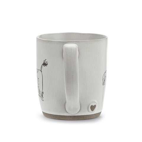 Taza DEMDACO de cerámica 14 onzas con acabado natural y textura agradable.