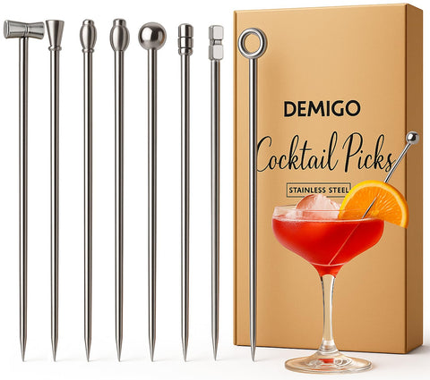 Demigo palillos de cóctel estilo 01 para decorar bebidas y aceitunas.