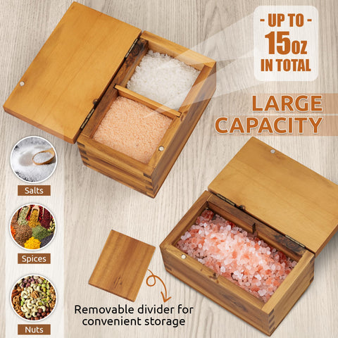 Demigo salero de 20 oz con amplio almacenamiento para especias y condimentos.