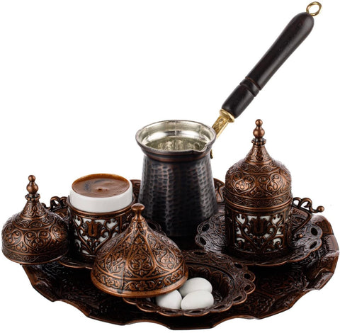DEMMEX cafetera turca de cobre con cristales dorados para un servicio elegante