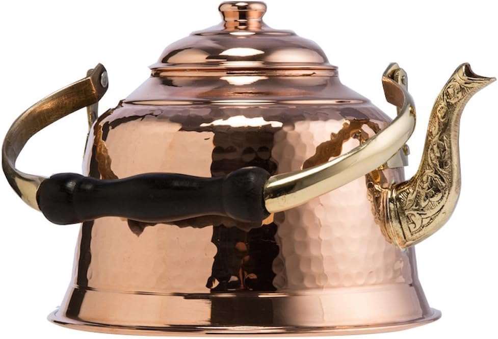 DEMMEX Tetera de cobre con pomo y mango de latón para manejo estable