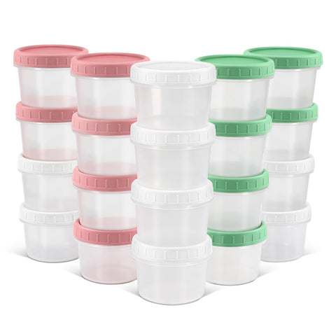 Contenedores plásticos Demora de 120 ml con tapas giratorias para salsas y porciones seguras.