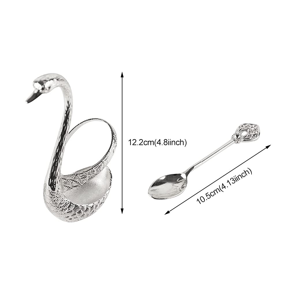 Soporte de cubiertos Denpetec con cisne dorado, mesa elegante
