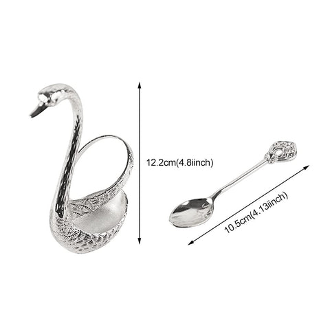 Soporte de cubiertos Denpetec con cisne dorado, mesa elegante