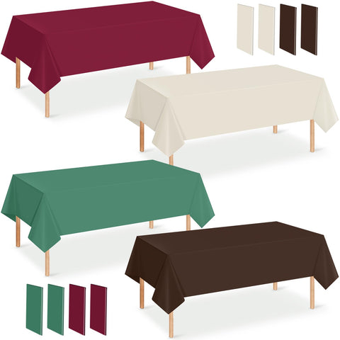 Mantel Denwiller de plástico para Navidad, rectángulos; cubre mesas con tonos beige marrón verde vino