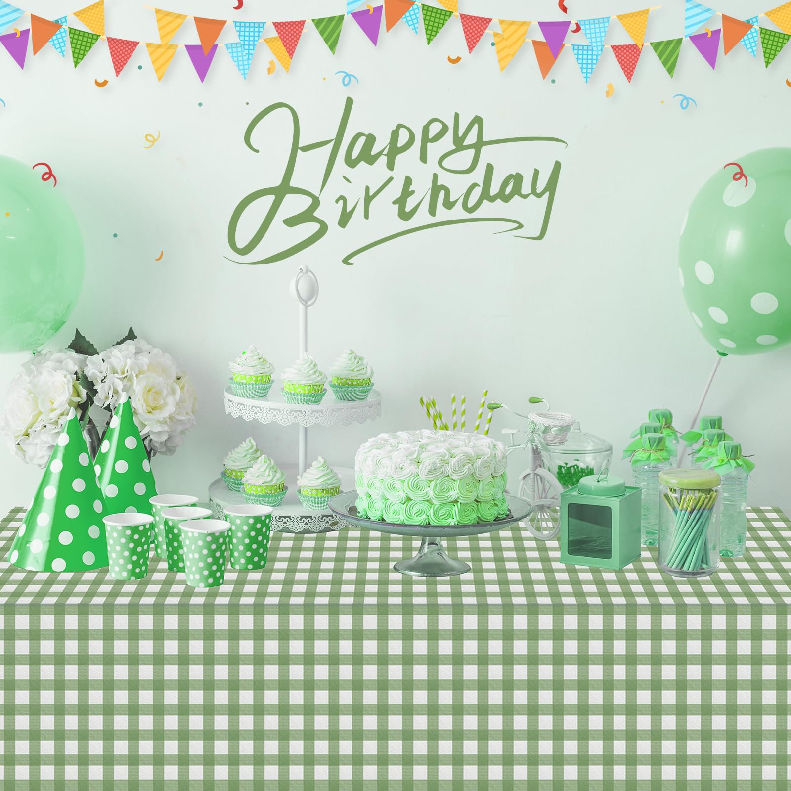Mantel verde gingham Denwiller para picnic con estilo rústico