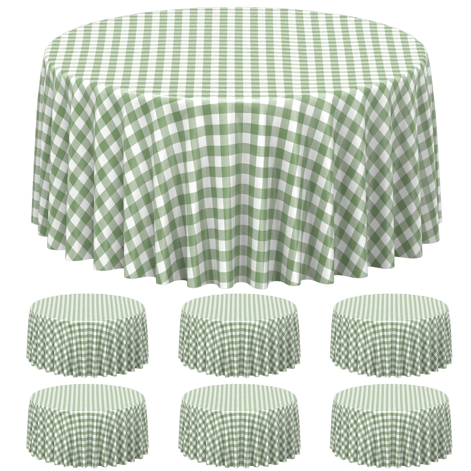 Denwiller mantel vichy verde salvia redondo 84x84 ideal para fiestas al aire libre