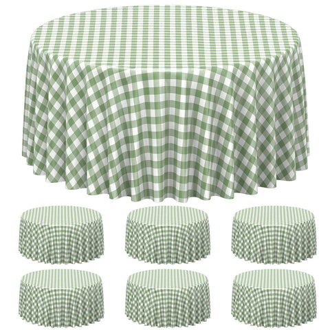 Denwiller mantel vichy verde salvia redondo 84x84 ideal para fiestas al aire libre