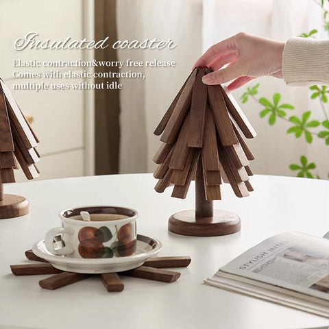 DEOLD trivet árbol nogal con soporte para almacenamiento compacto