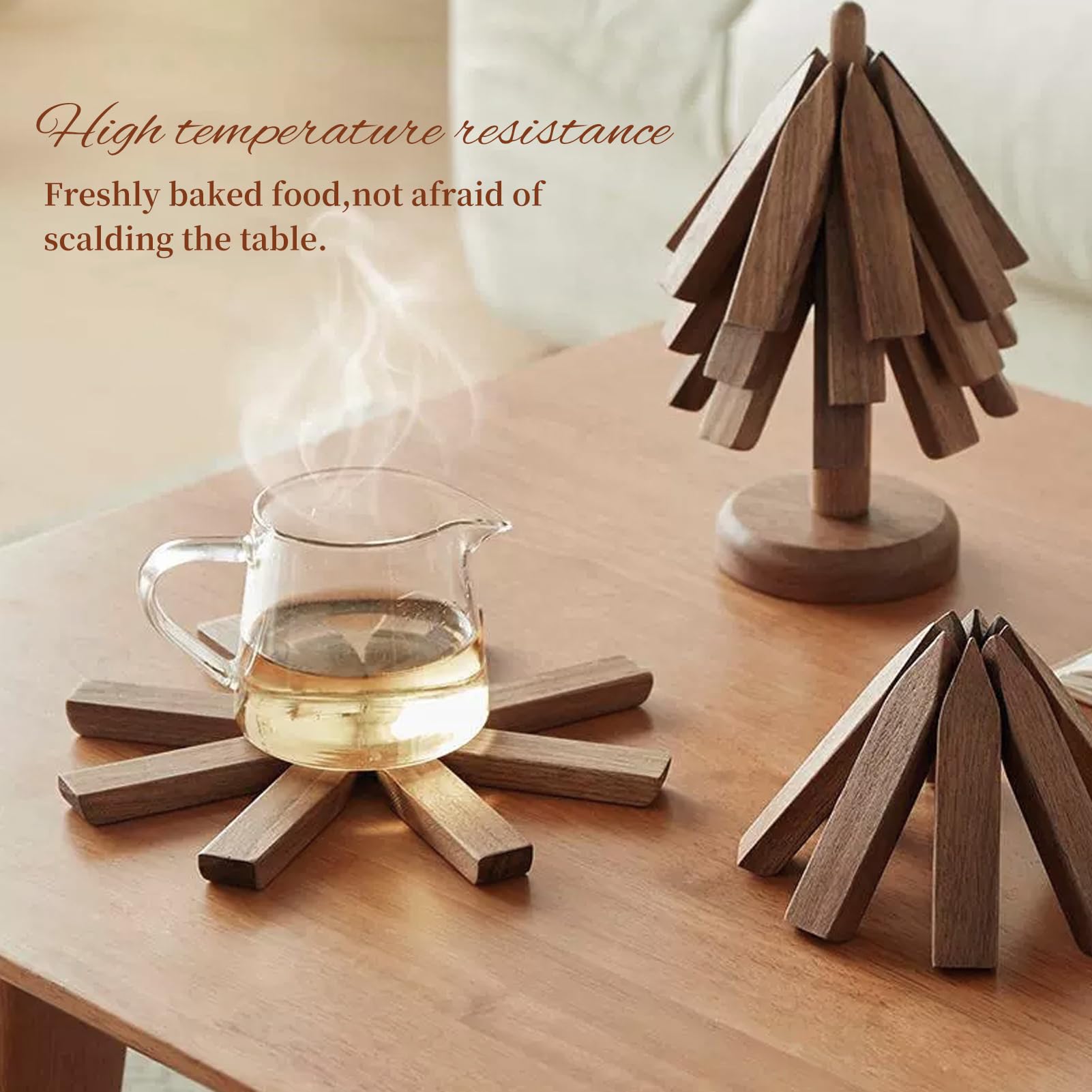 DEOLD trivet árbol nogal con diseño ingenioso facilita uso directo