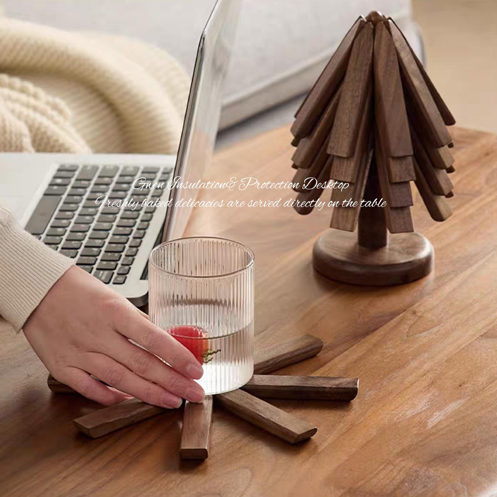 DEOLD trivet árbol nogal conserva textura natural al calor