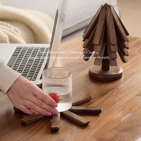 DEOLD trivet árbol nogal conserva textura natural al calor