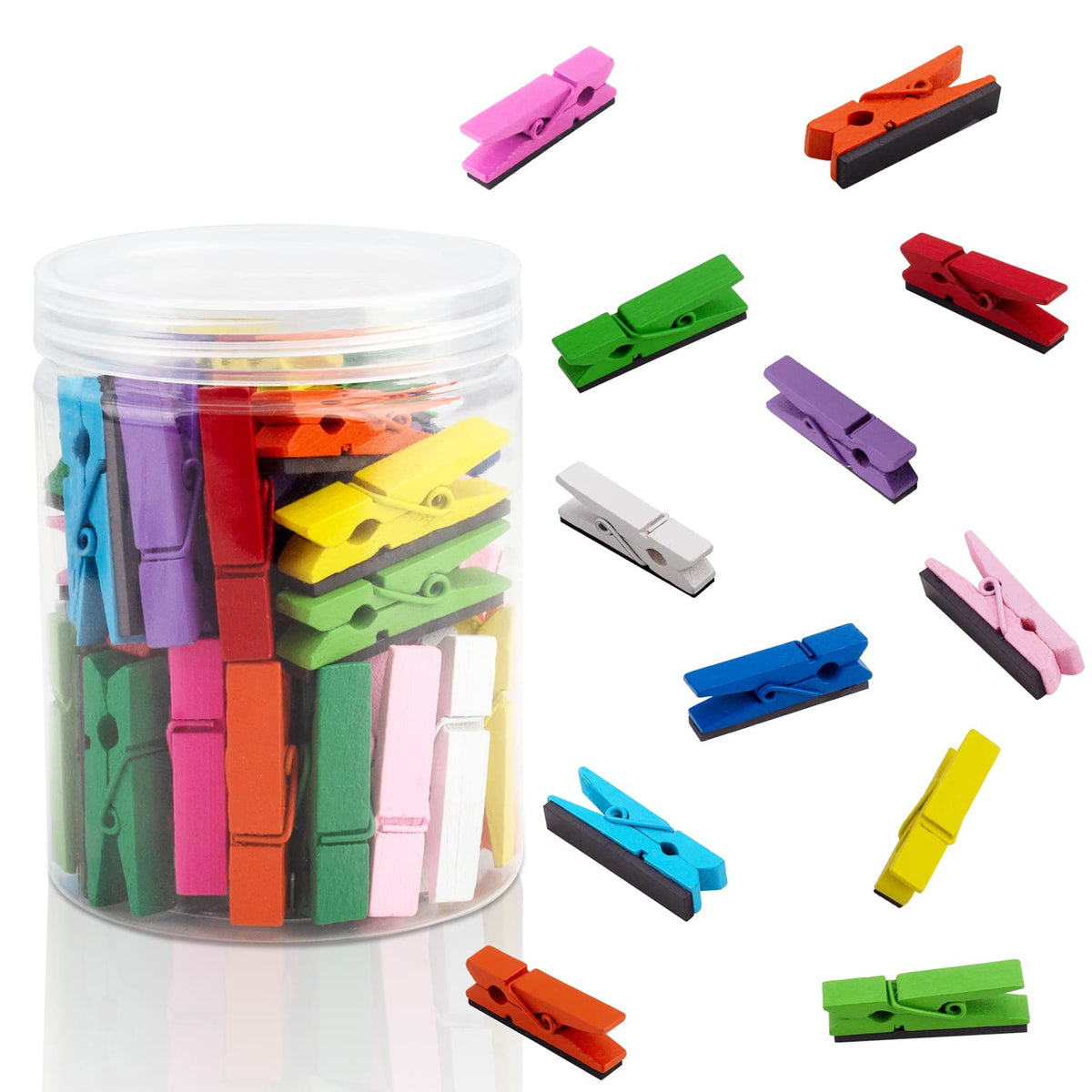 Deoot clips magnéticos de madera para nevera en colores vivos para organizar notas