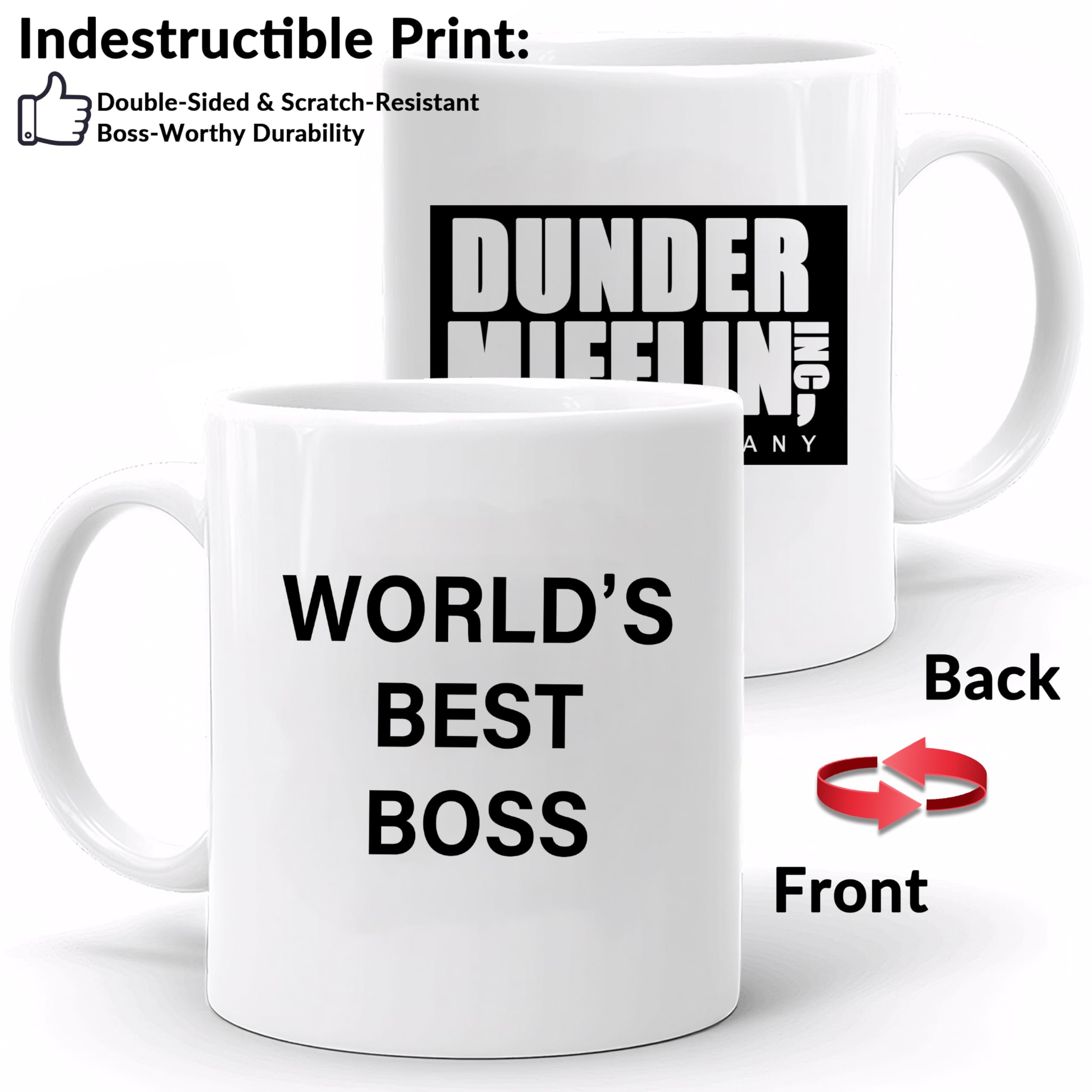Deoqash Taza Mejor Jefe del Mundo, dorso, diseño icónico para regalos divertidos.