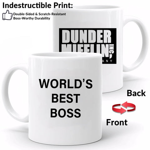 Deoqash Taza Mejor Jefe del Mundo, dorso, diseño icónico para regalos divertidos.