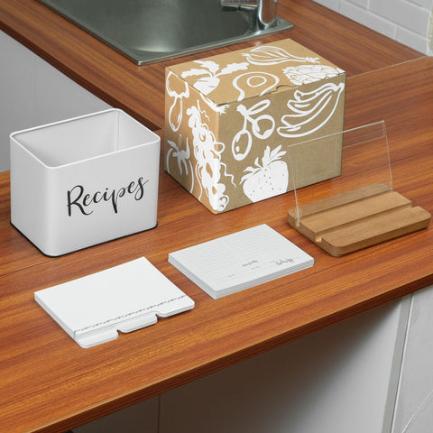 Regalo ideal Deppon: caja para organizar recetas y notas con estilo.