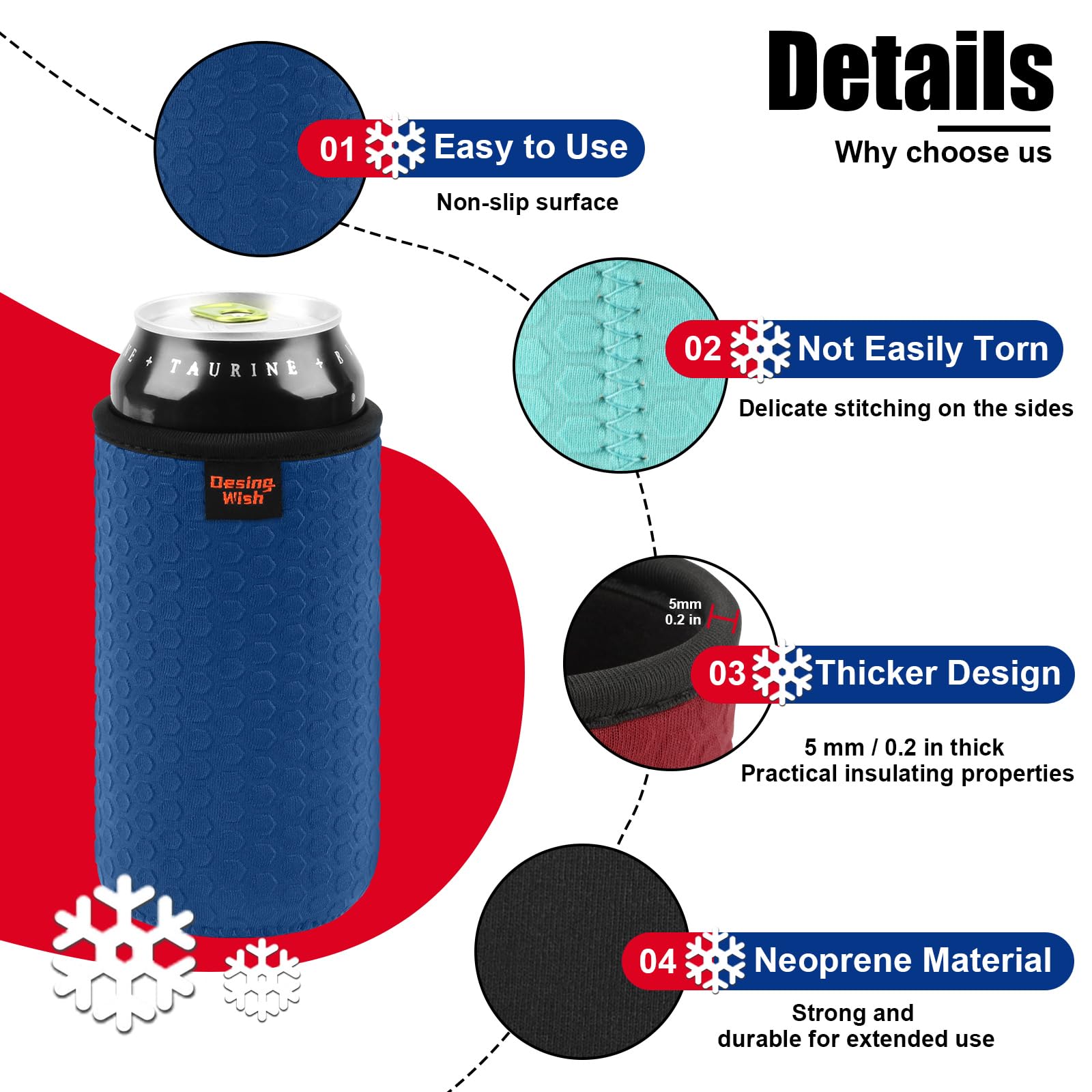 Funda cian Desing Wish 16oz, reduce condensación en las manos.