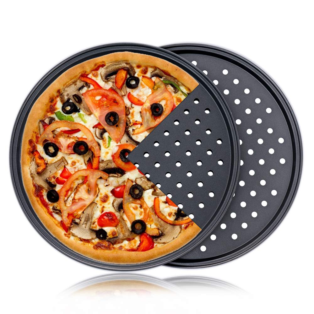 Destinymd bandeja perforada para pizza 12 pulgadas, dos piezas, para hornear crujiente.