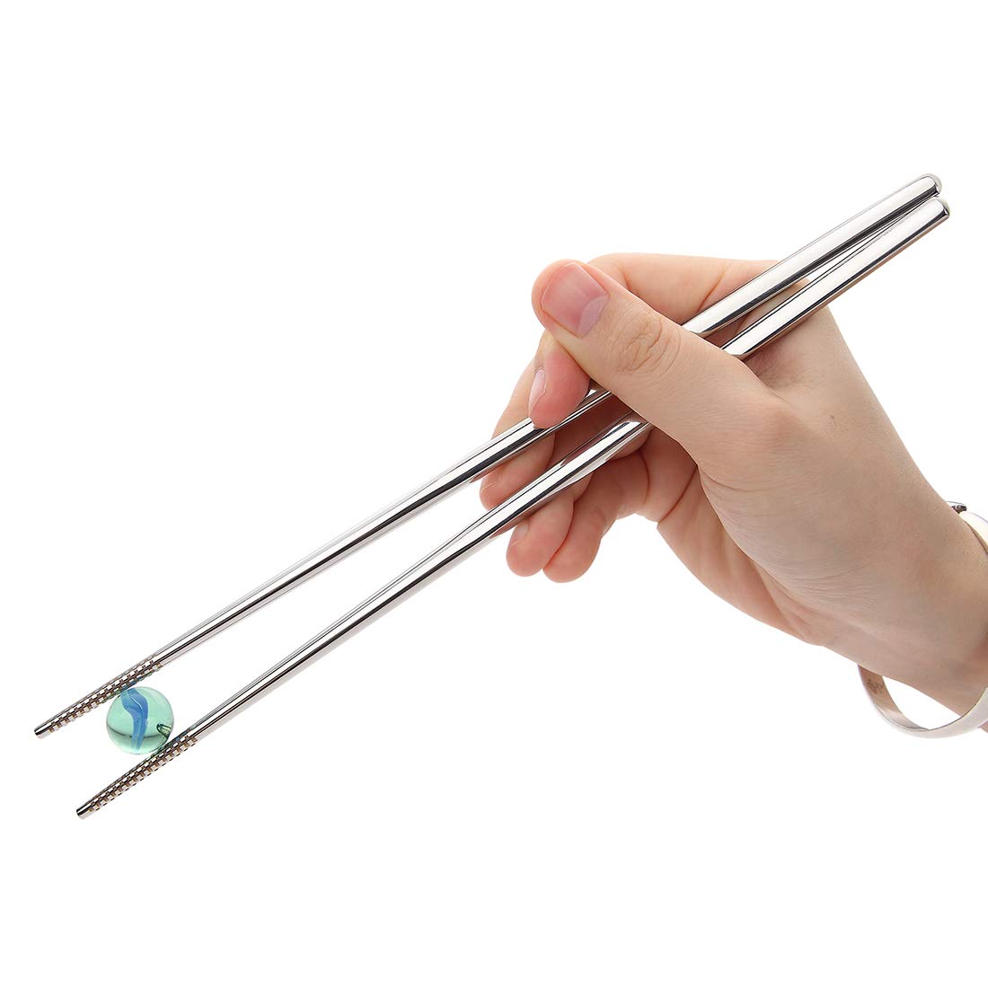 Devico palillos metálicos de 24 cm, manejo cómodo para principiantes.
