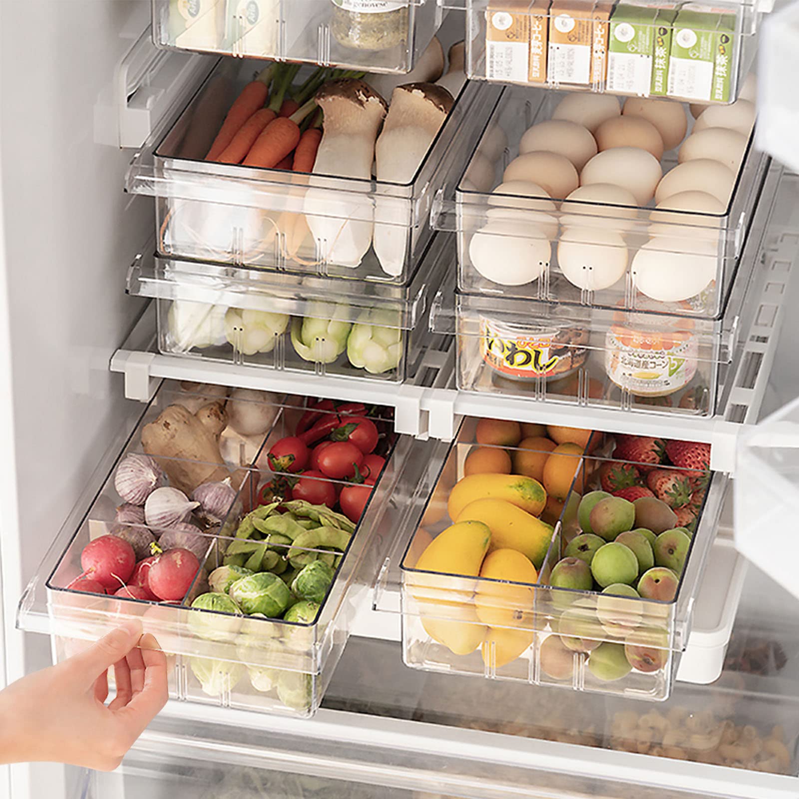 Dewpeton cajones de refrigerador transparentes para ordenar verduras y frutas