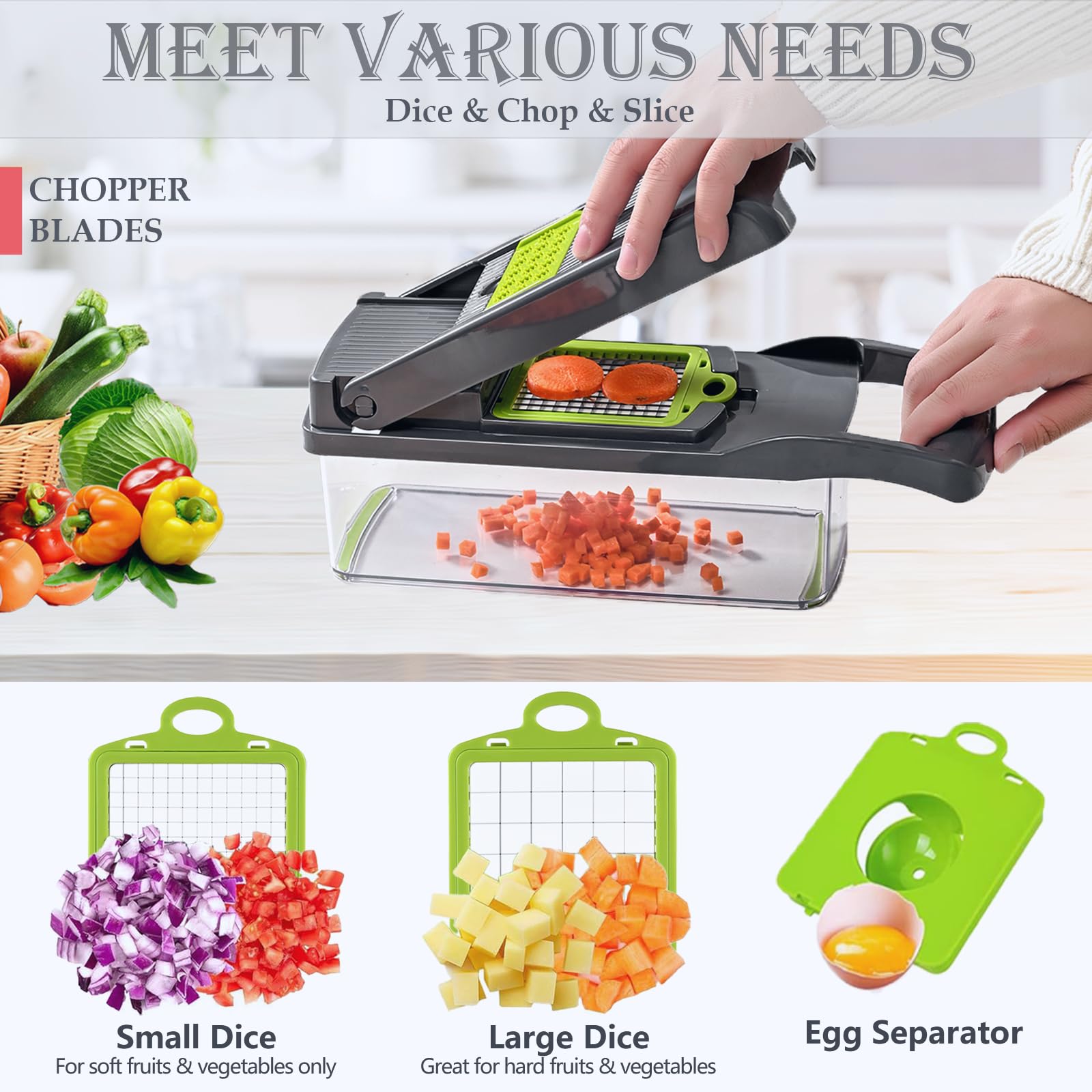 Dewpeton Mandolina Verduras para rebanadas uniformes.