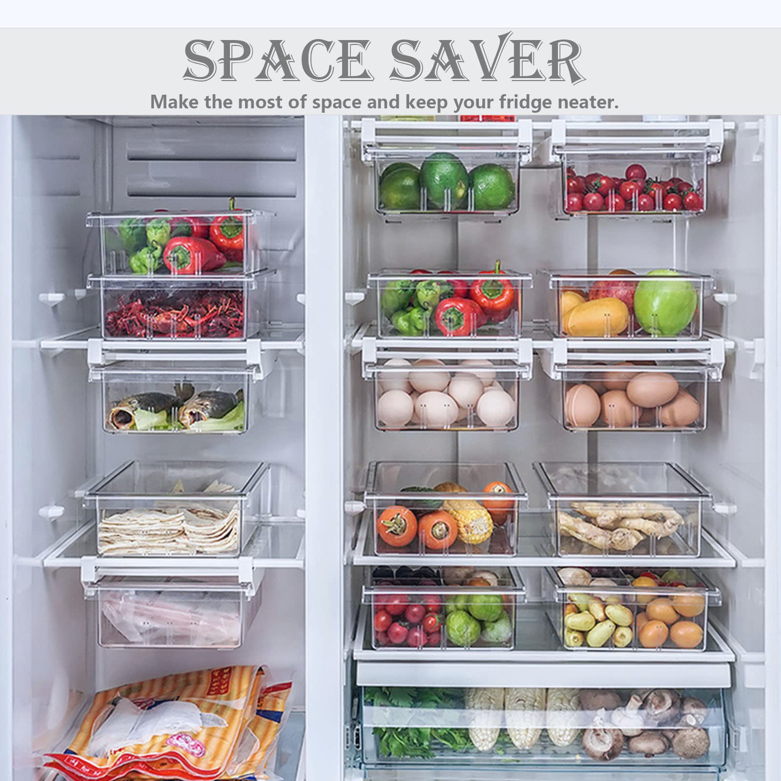 Dewpeton sistema apilable para organizar cajones y estantes del refrigerador