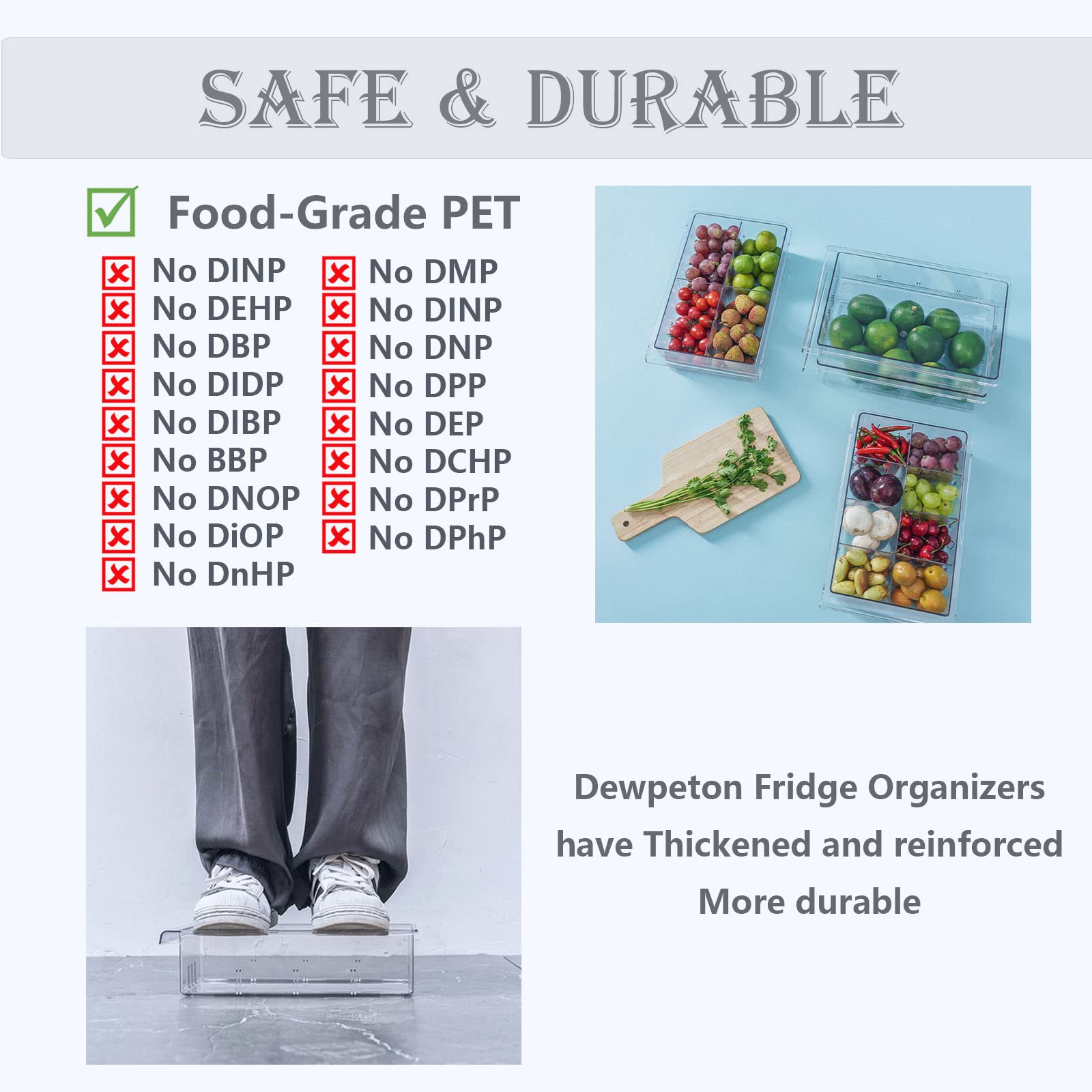Dewpeton uso diario en cocina para optimizar bebidas y snacks en el refrigerador