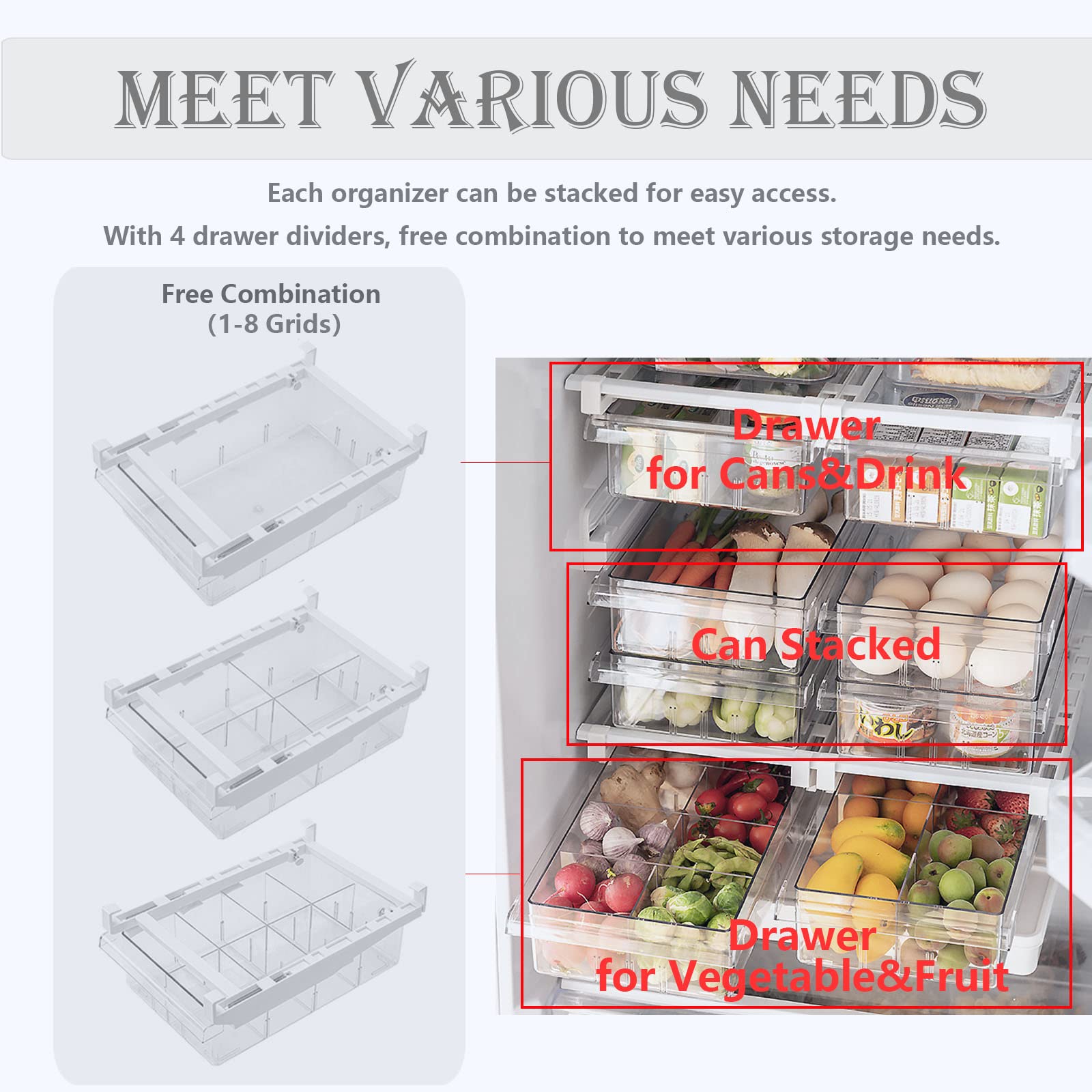 Dewpeton vista clara facilita encontrar alimentos rápidamente en el refrigerador