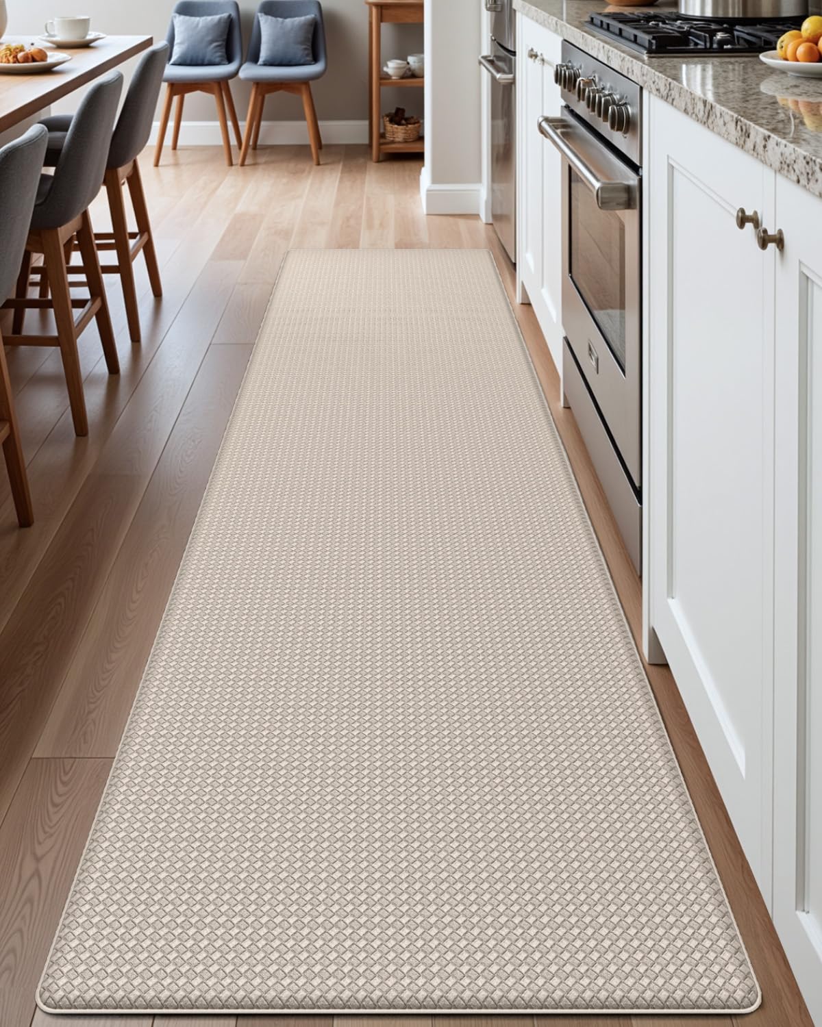 DEXI alfombra cocina antifatiga alargada beige, soporte cómodo para largas sesiones de cocinado