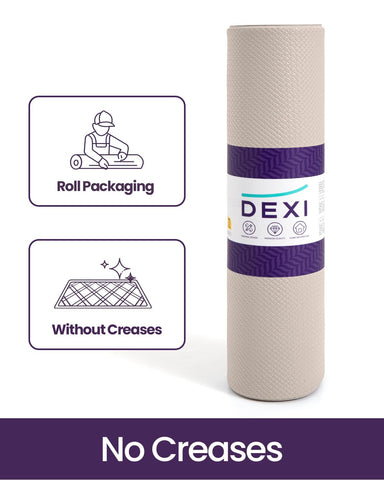 DEXI alfombra de diseño beige aporta estilo suave y duradero.