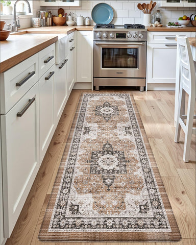 DEXI alfombra con diseño floral retro añade elegancia a la cocina