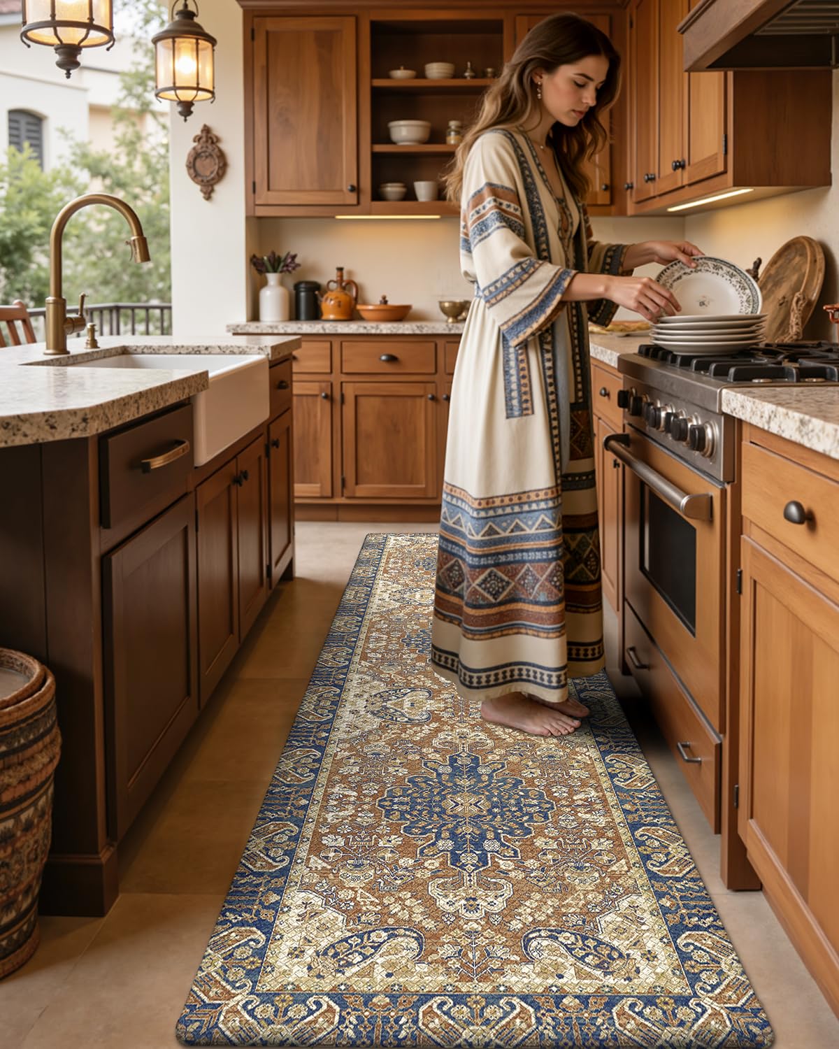 DEXI alfombra impermeable protege el suelo de derrames y manchas mientras cocinas