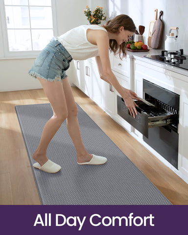 DEXI alfombrilla de cocina duradera en gris para uso diario.