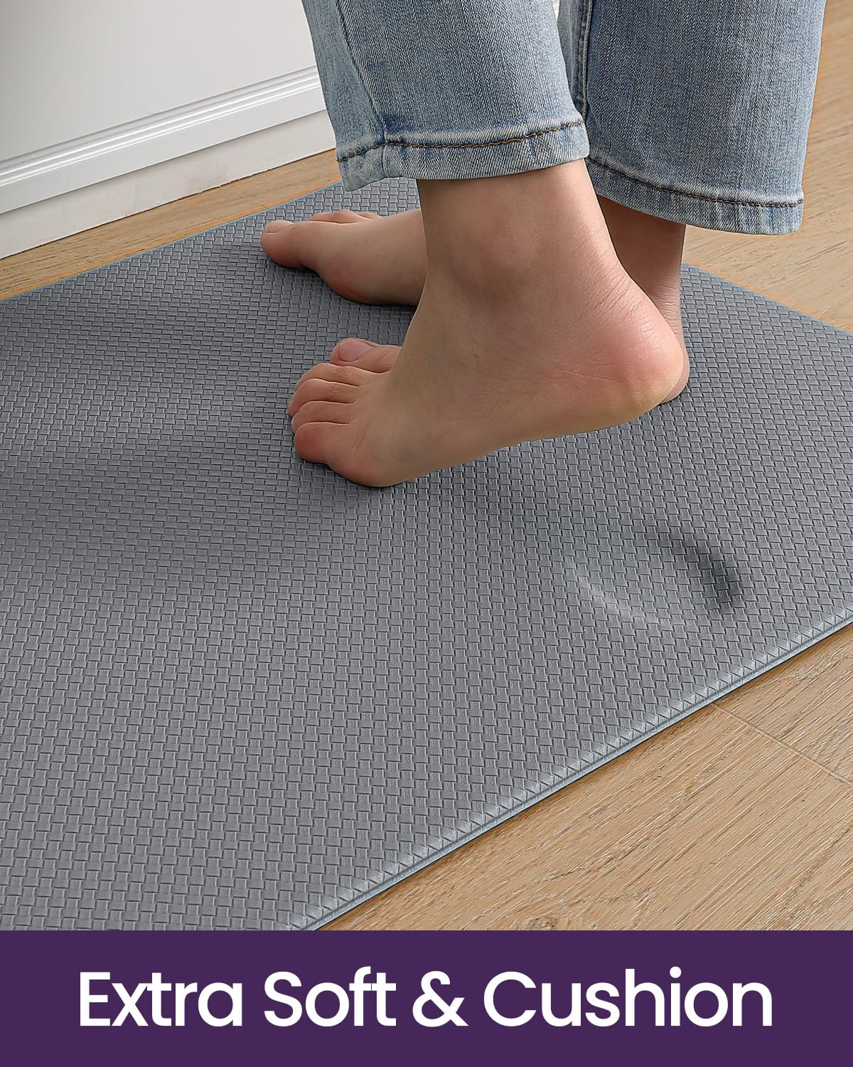 DEXI almohadilla ergonómica para cocina gris con grosor de 0,4 pulgadas.